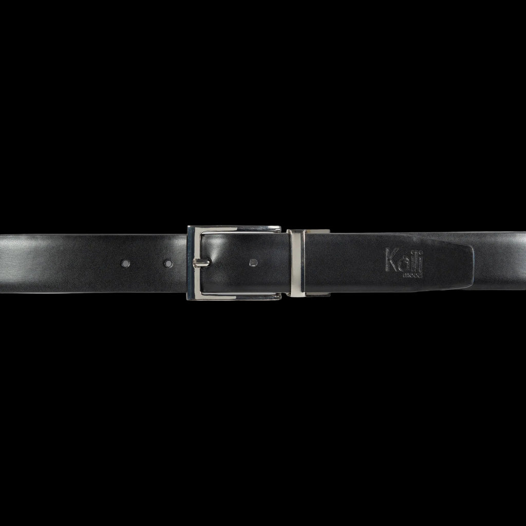 Cintura Uomo Doubleface in Vera Pelle | Liscia e Scamosciata | Nero/Grigio | Gift Box | 125cm