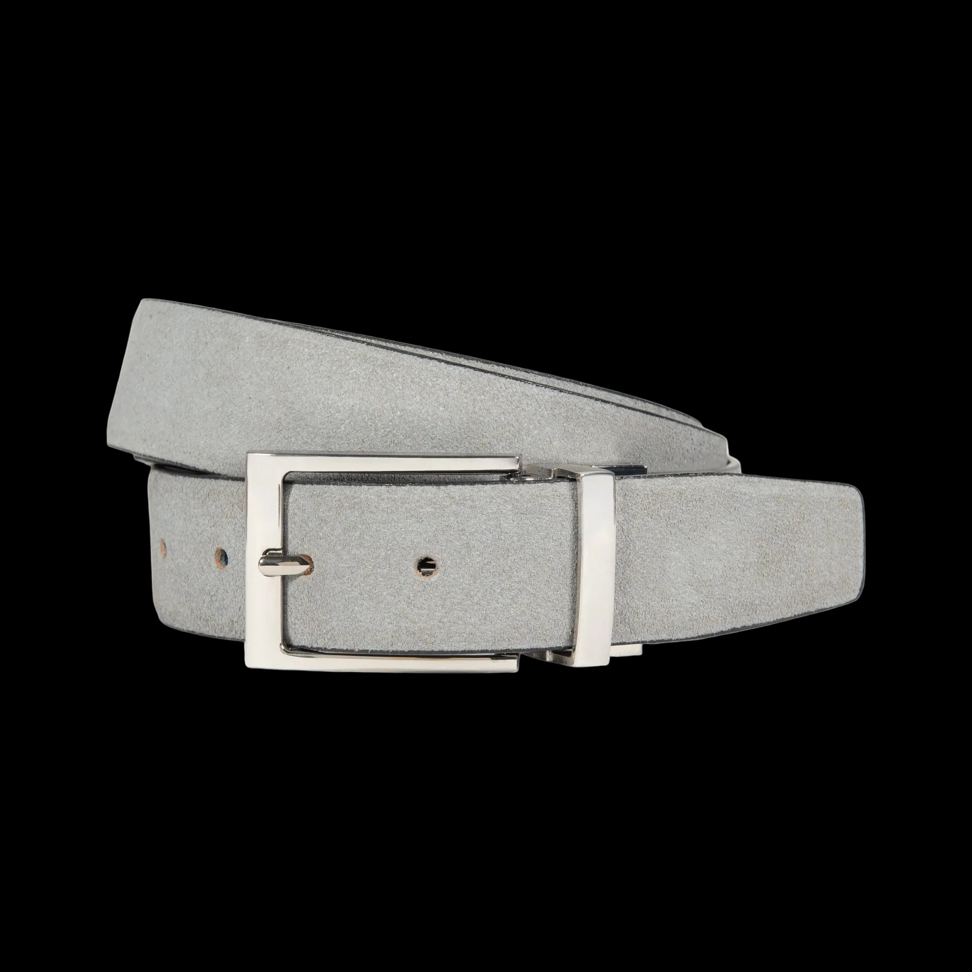 Cintura Uomo Doubleface in Vera Pelle, Liscia e Scamosciata. Colore Nero / Grigio. Dimensioni: cm 125 x 3,5 x 0,5 (giro vita cm 110). Confezione: Gift Box rigido fondo/coperchio