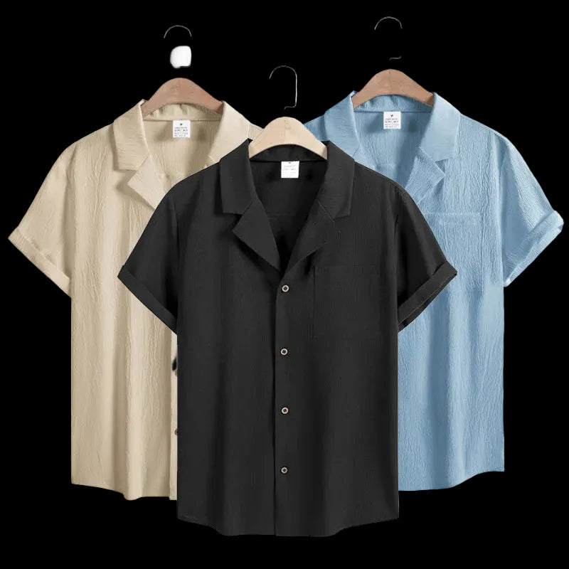 T-shirt da uomo a maniche corte, estive, alla moda, traspiranti, larghe, basiche, in cotone, con taschino, tinta unita, con colletto alla coreana.
