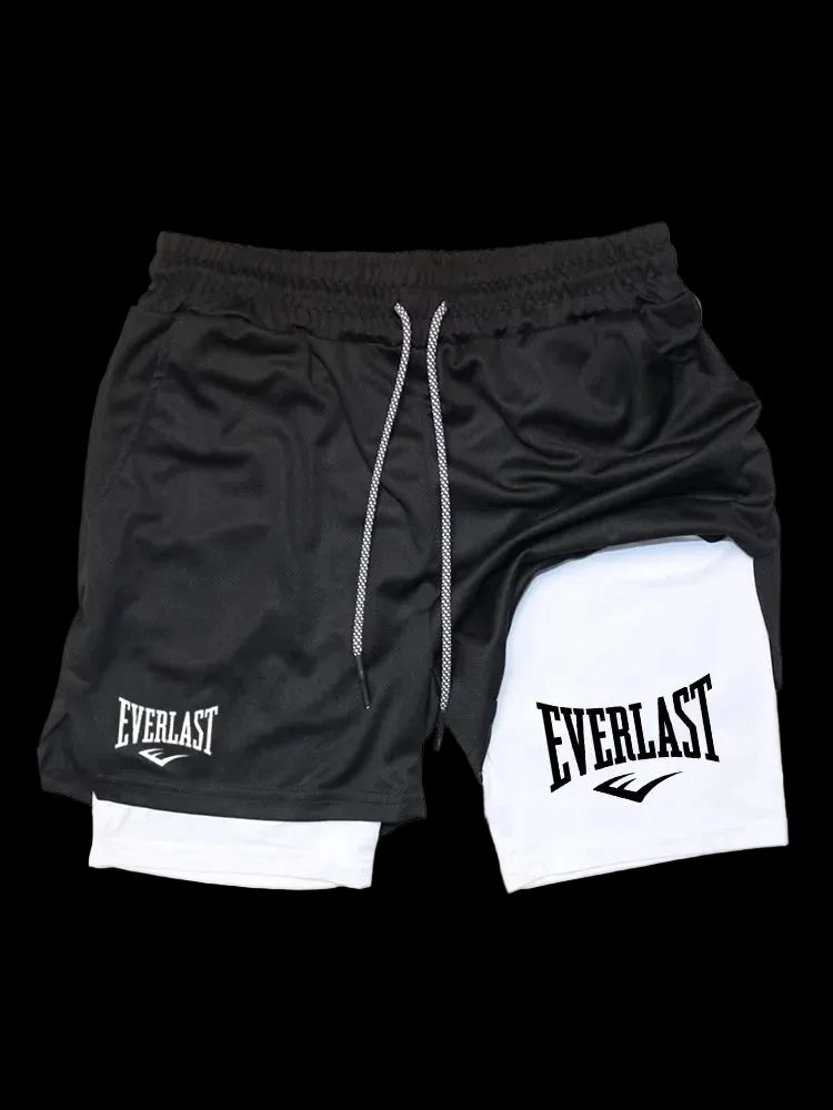 Pantaloncini da corsa da uomo 2 in 1, pantaloncini sportivi a doppio strato, abbigliamento sportivo, palestra, fitness, pantaloncini da allenamento, pantaloni da jogging, abbigliamento da uomo