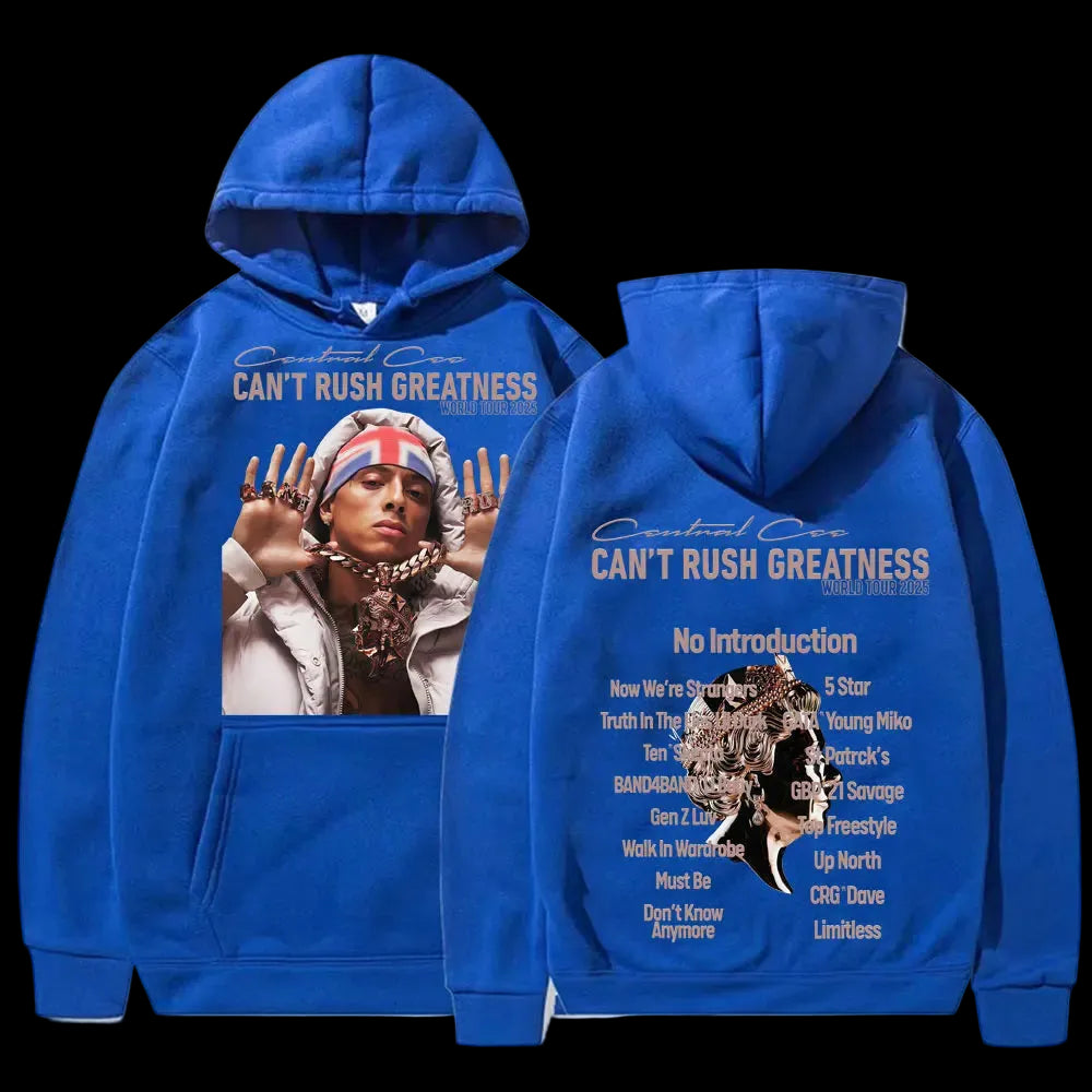 Central Cee “Can’t Rush Greatness” World Tour 2025 Concert Hoodies Mens Fashion Hip Hop Pop Music Oversized Pullover Sweatshirts