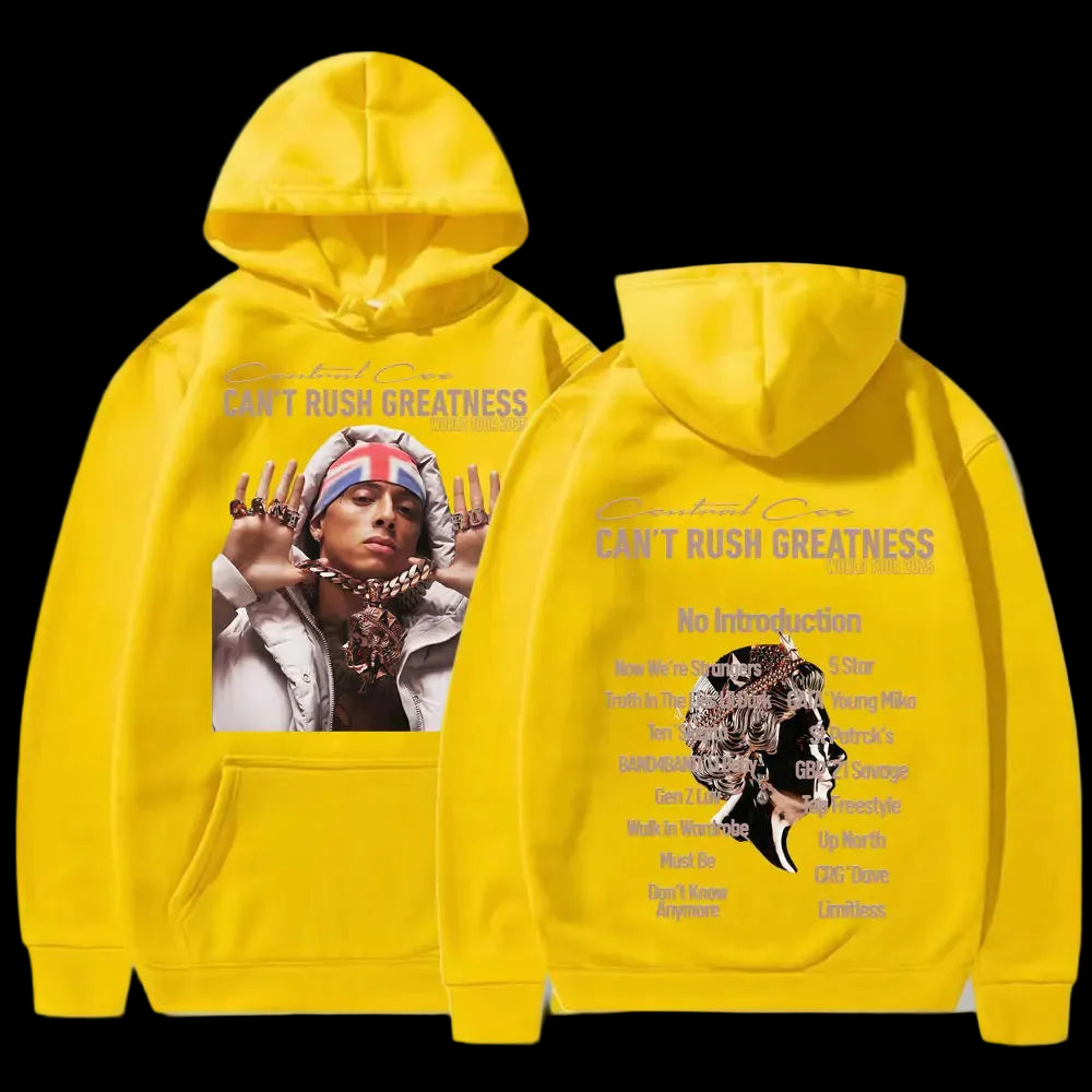 Central Cee “Can’t Rush Greatness” World Tour 2025 Concert Hoodies Mens Fashion Hip Hop Pop Music Oversized Pullover Sweatshirts