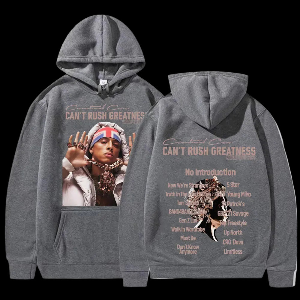 Central Cee “Can’t Rush Greatness” World Tour 2025 Concert Hoodies Mens Fashion Hip Hop Pop Music Oversized Pullover Sweatshirts