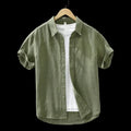 camicia  casual estiva da uomo in lino e cotone, stile vintage, a maniche corte, streetwear C2759