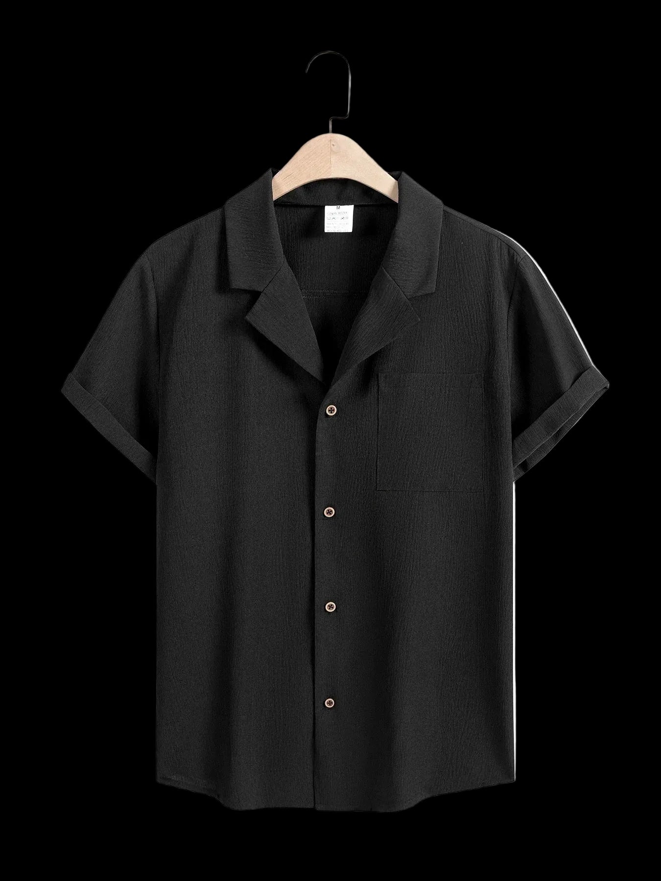 T-shirt da uomo a maniche corte, estive, alla moda, traspiranti, larghe, basiche, in cotone, con taschino, tinta unita, con colletto alla coreana.
