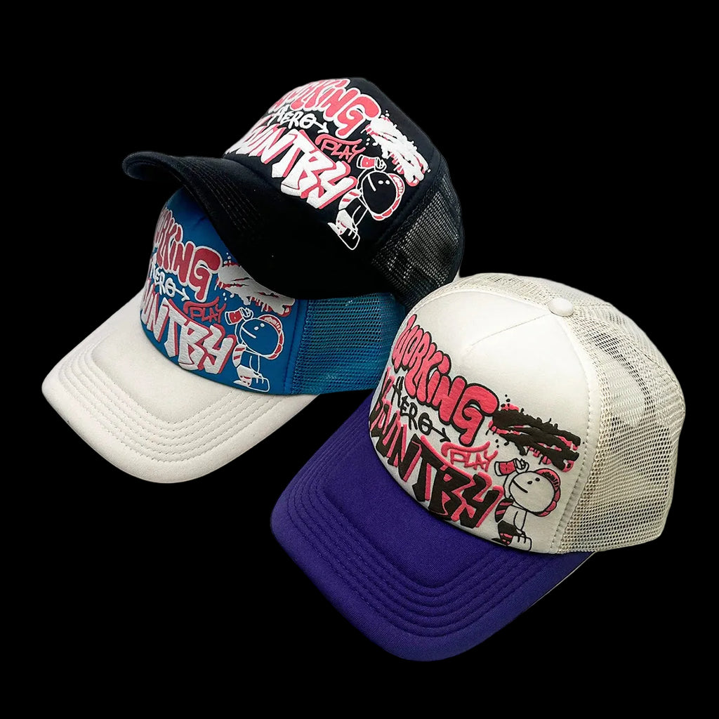 Nuovo cappellino da baseball unisex con stampa graffiti e personaggi dei cartoni animati, parasole, a blocchi di colore, traspirante, in rete versatile