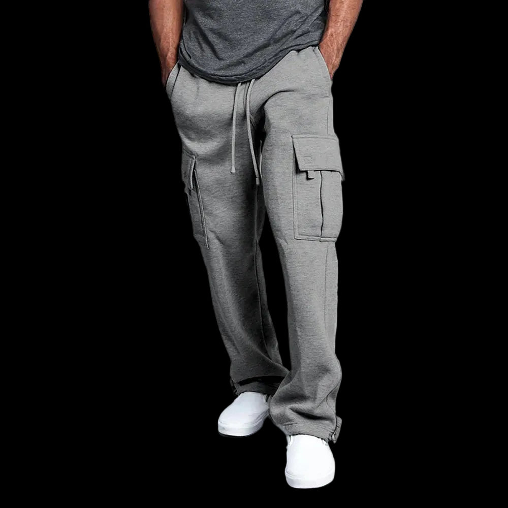 Pantaloni  da uomo a gamba dritta  larghi, oversize, con coulisse, pantaloni lunghi da uomo con multitasche