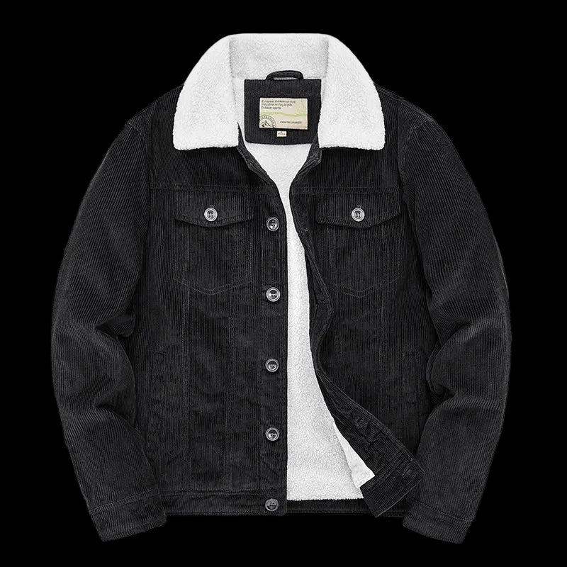 Giacca da uomo in cotone imbottita, calda, ampia, parka, giacca corta in velluto a coste, giacca a vento invernale casual da uomo