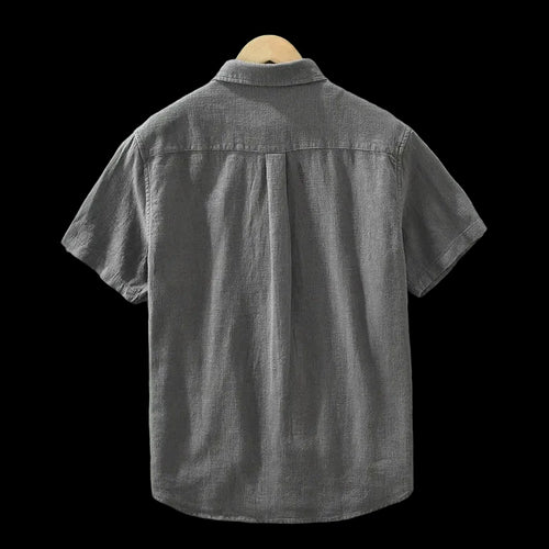 camicia  casual estiva da uomo in lino e cotone, stile vintage, a maniche corte, streetwear C2759