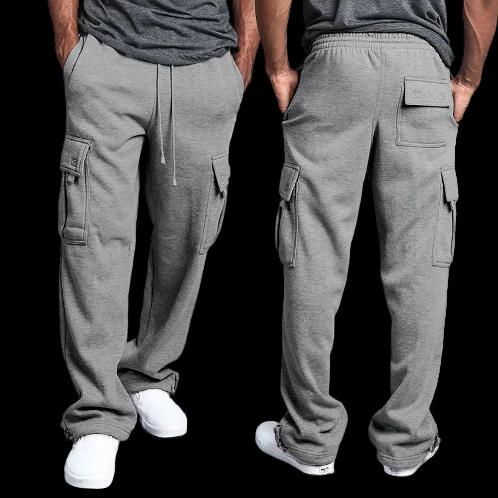 Pantaloni  da uomo a gamba dritta  larghi, oversize, con coulisse, pantaloni lunghi da uomo con multitasche