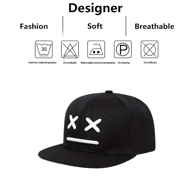 Cappellini da baseball con ricamo di faccina sorridente, ideali per primavera e autunno,