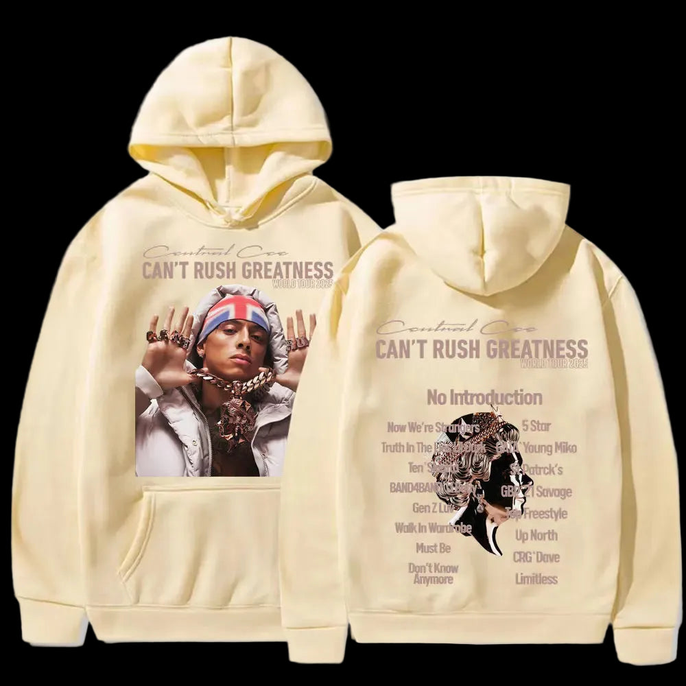Central Cee “Can’t Rush Greatness” World Tour 2025 Concert Hoodies Mens Fashion Hip Hop Pop Music Oversized Pullover Sweatshirts