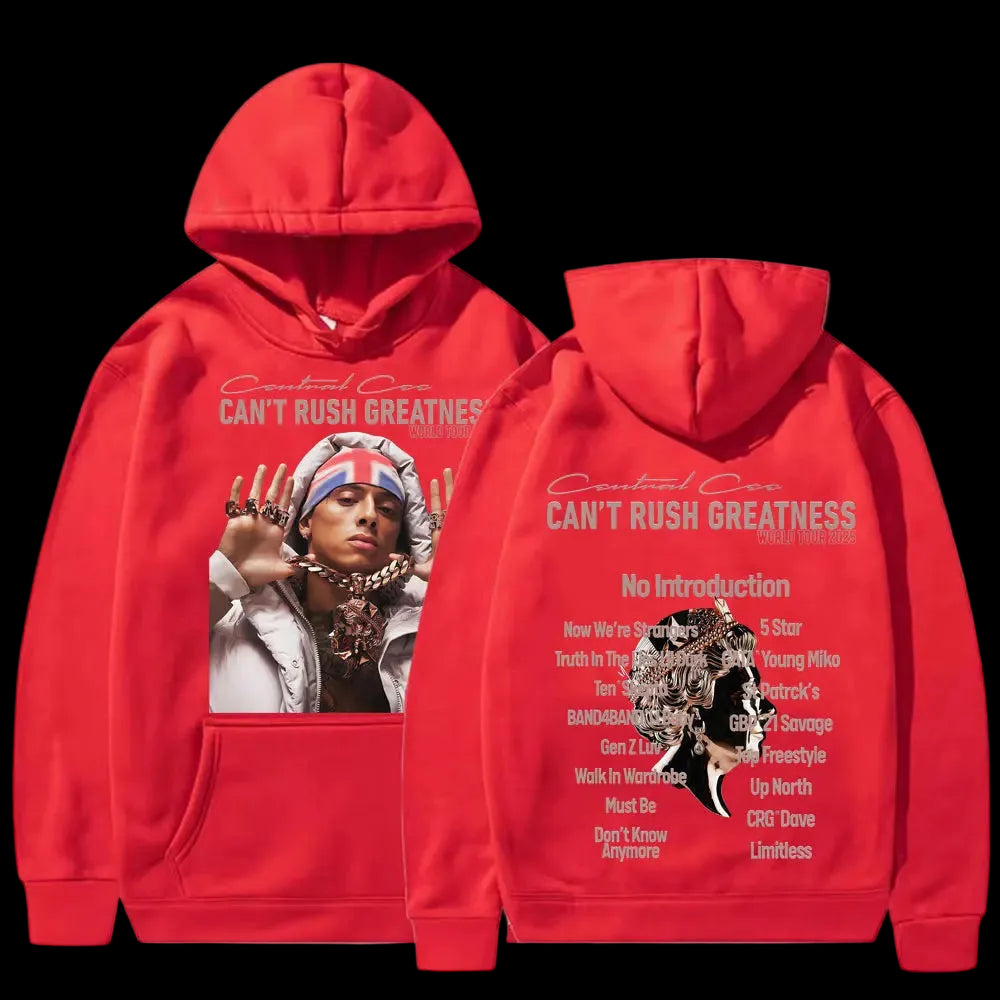 Central Cee “Can’t Rush Greatness” World Tour 2025 Concert Hoodies Mens Fashion Hip Hop Pop Music Oversized Pullover Sweatshirts