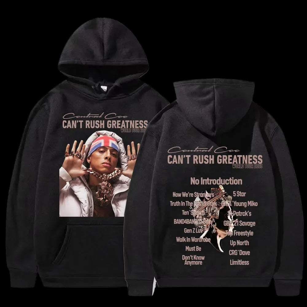 Central Cee “Can’t Rush Greatness” World Tour 2025 Concert Hoodies Mens Fashion Hip Hop Pop Music Oversized Pullover Sweatshirts