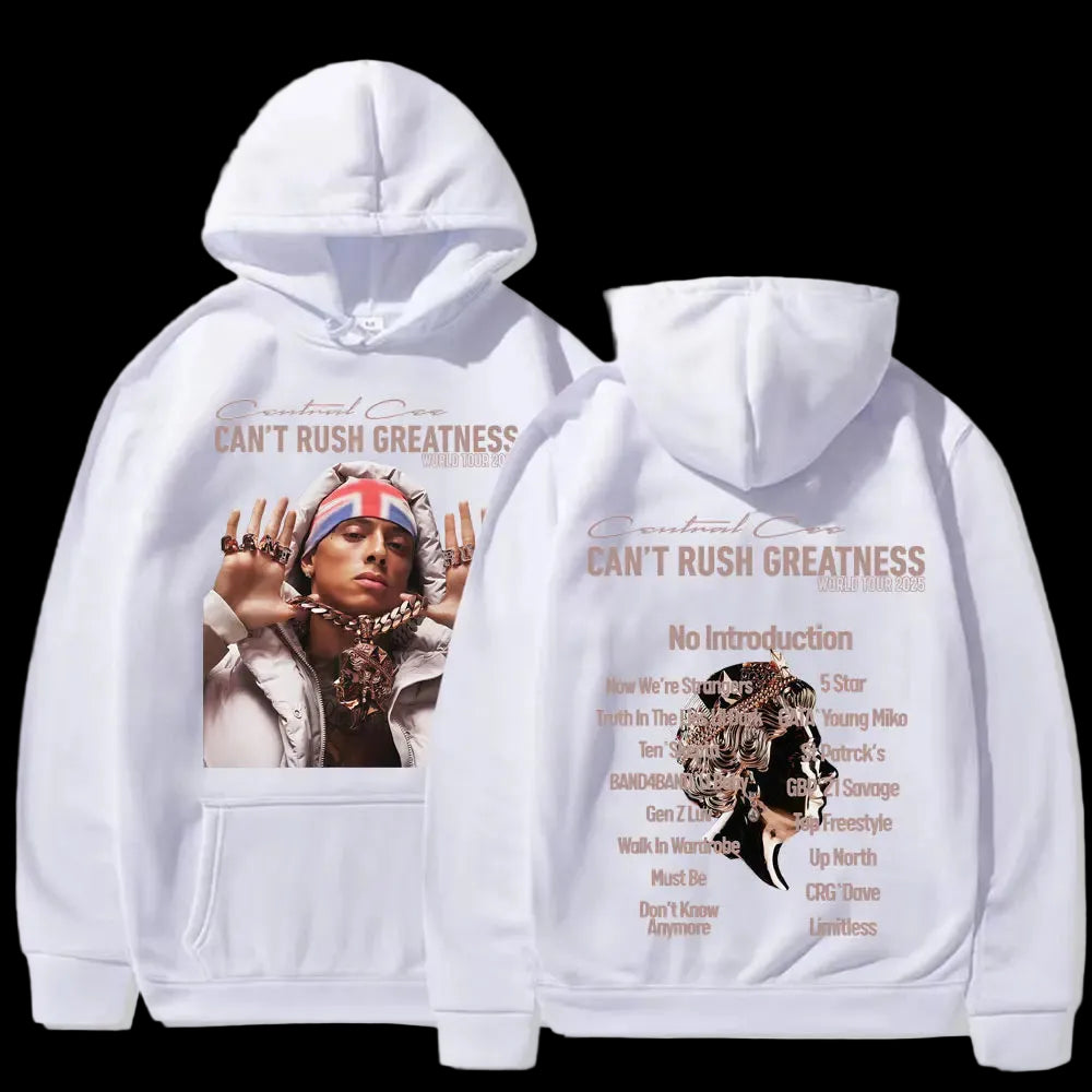 Central Cee “Can’t Rush Greatness” World Tour 2025 Concert Hoodies Mens Fashion Hip Hop Pop Music Oversized Pullover Sweatshirts