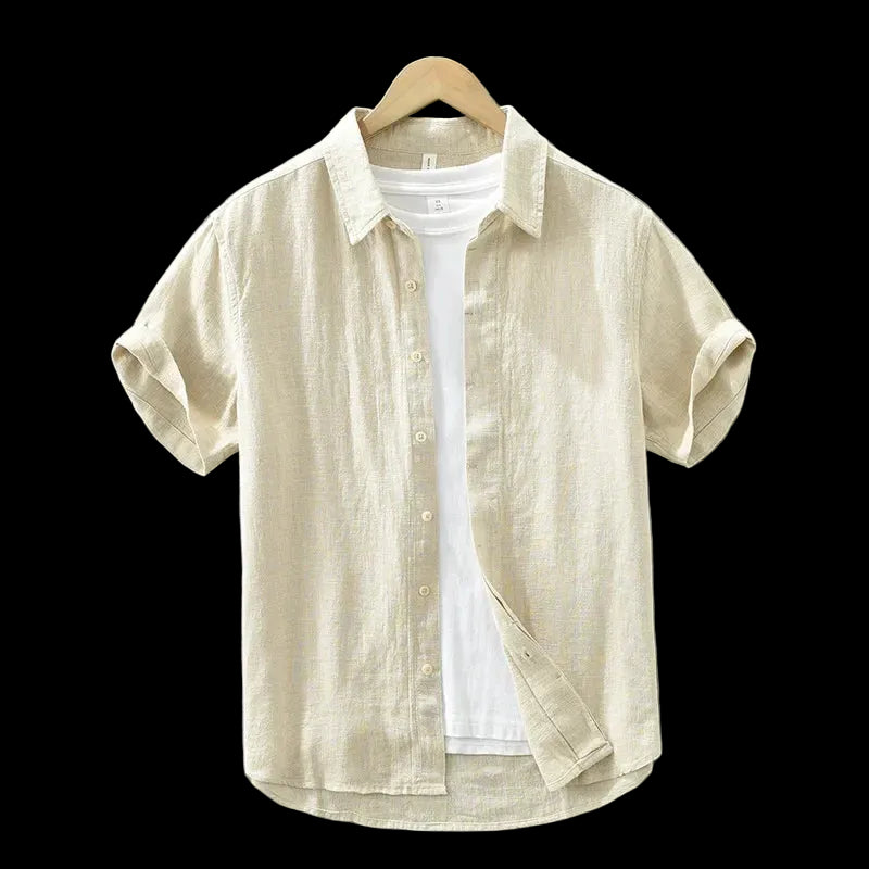 camicia  casual estiva da uomo in lino e cotone, stile vintage, a maniche corte, streetwear C2759