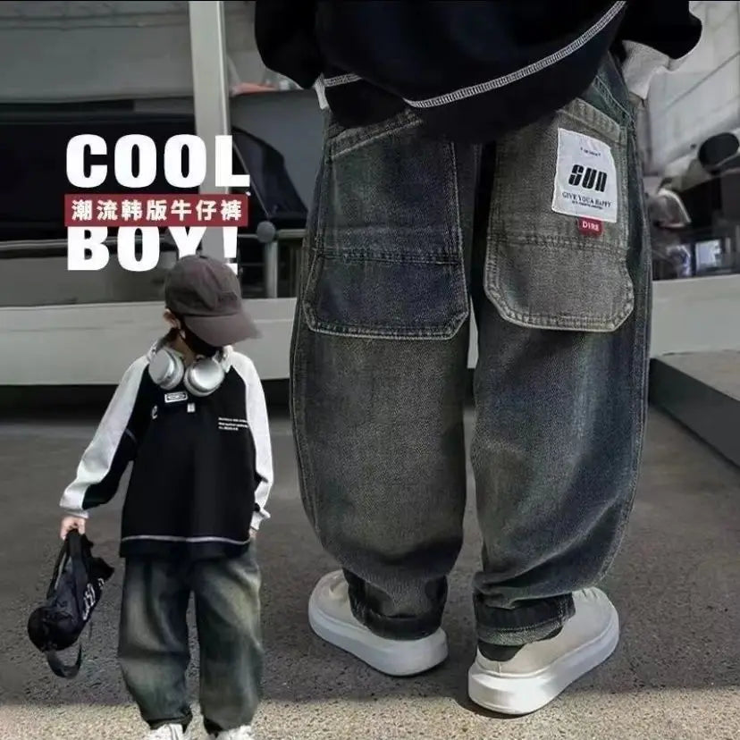 Baby Boys' Jeans Spring and Autumn New Children's Korean Edition Fashion Pants Kids Casual trousers