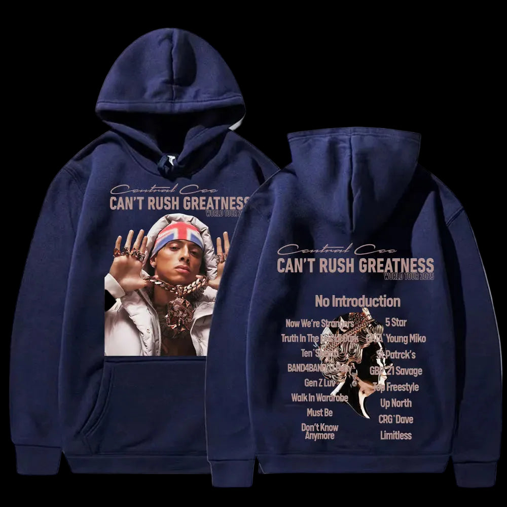 Central Cee “Can’t Rush Greatness” World Tour 2025 Concert Hoodies Mens Fashion Hip Hop Pop Music Oversized Pullover Sweatshirts