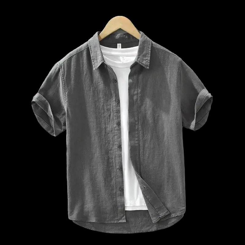 camicia  casual estiva da uomo in lino e cotone, stile vintage, a maniche corte, streetwear C2759