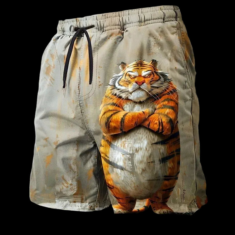 Pantaloncini da Bagno Uomo con Stampa 3D Animali | Tigre, Pecora, Pollo, Coniglio | Taglie 4T-6XL