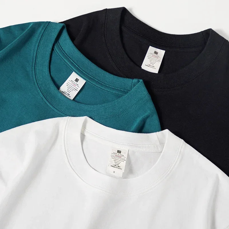 T-Shirt Uomo in Puro Cotone 230g | Vestibilità Ampia | Girocollo | Tinta Unita | 4 Stagioni