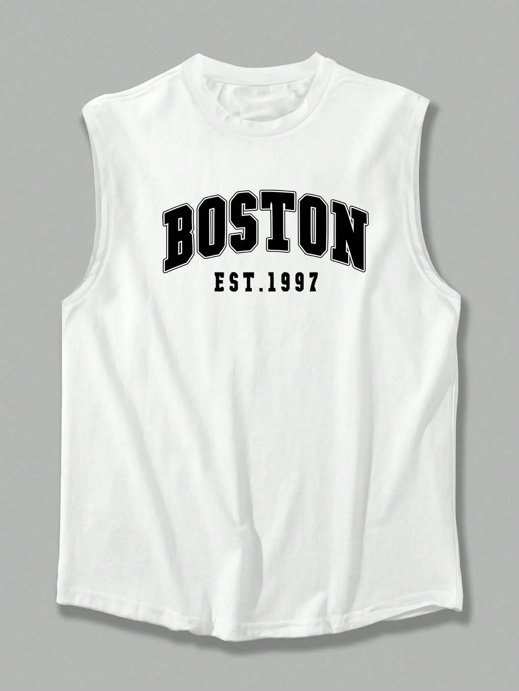 Canotta  sportivo casual estivo da uomo Boston est 1997 con stampa, comodo e traspirante, girocollo, senza maniche