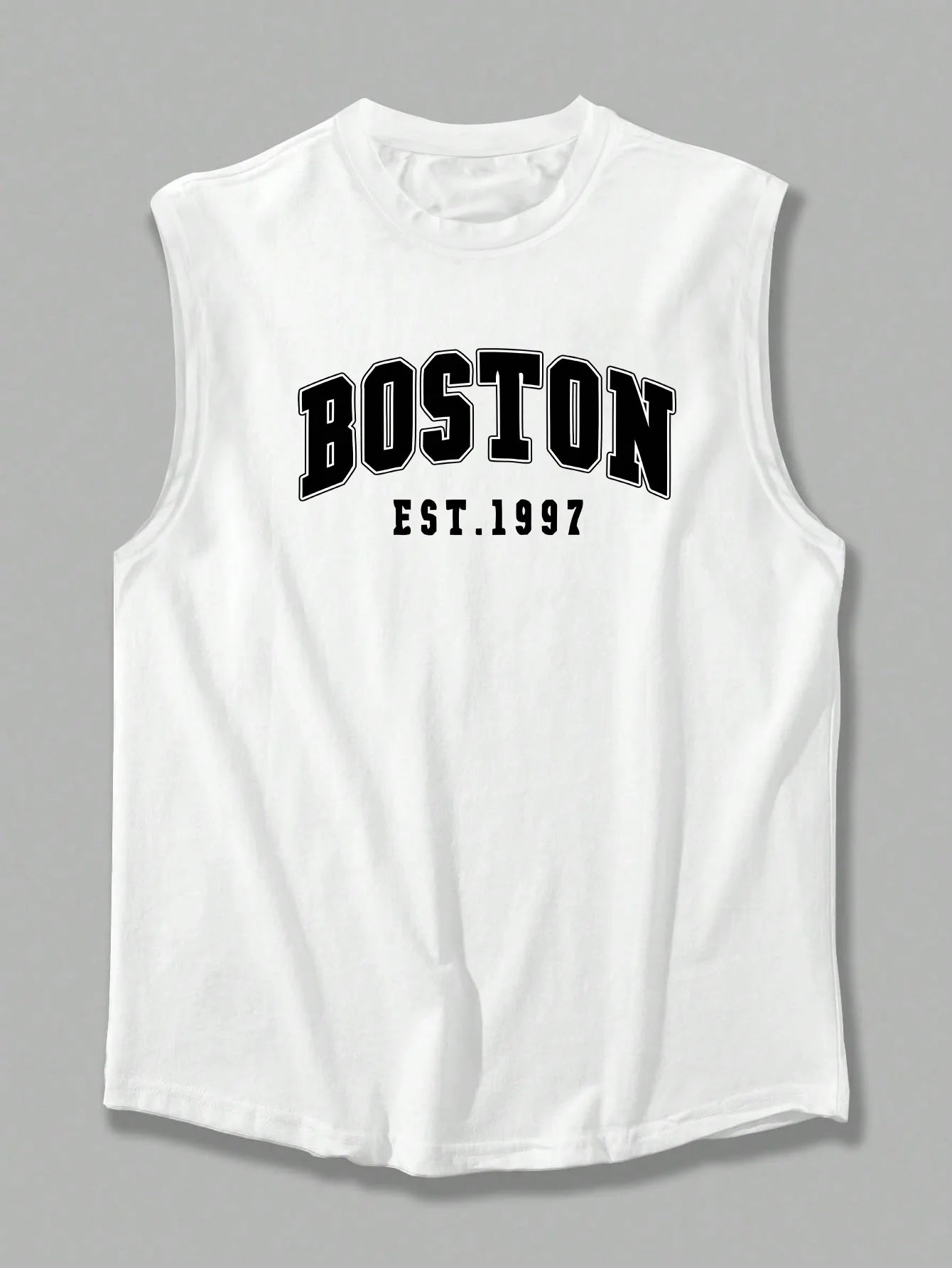 Canotta  sportivo casual estivo da uomo Boston est 1997 con stampa, comodo e traspirante, girocollo, senza maniche
