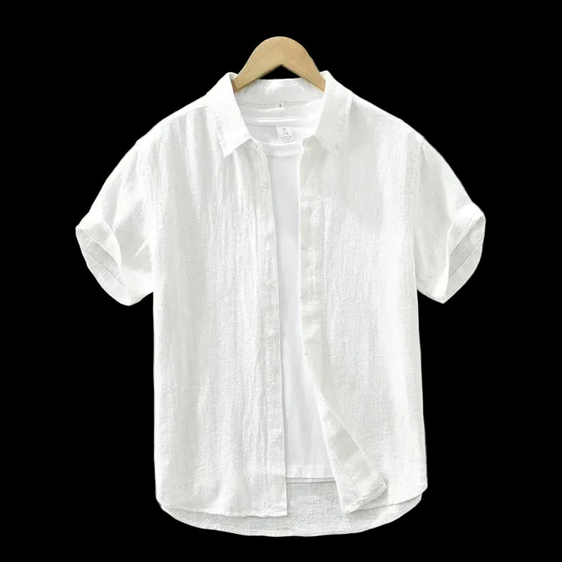 camicia  casual estiva da uomo in lino e cotone, stile vintage, a maniche corte, streetwear C2759